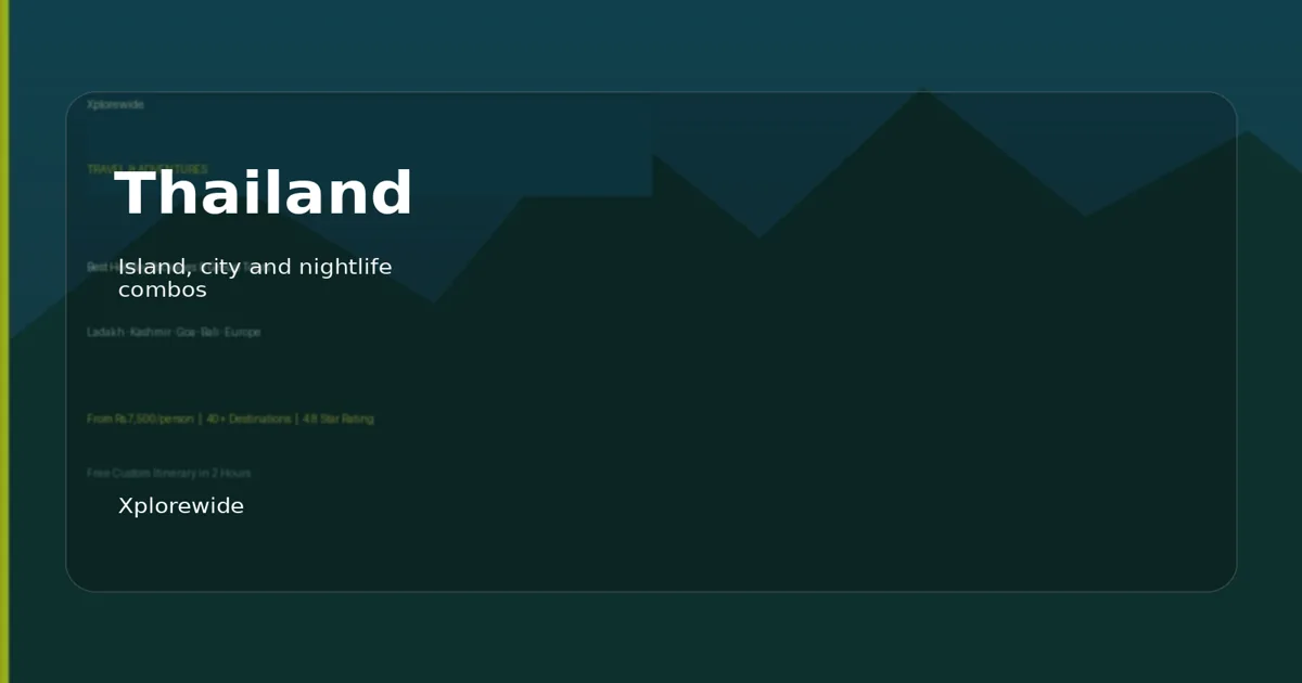 Thailand tour packages from India with Bangkok, Phuket and Pattaya options